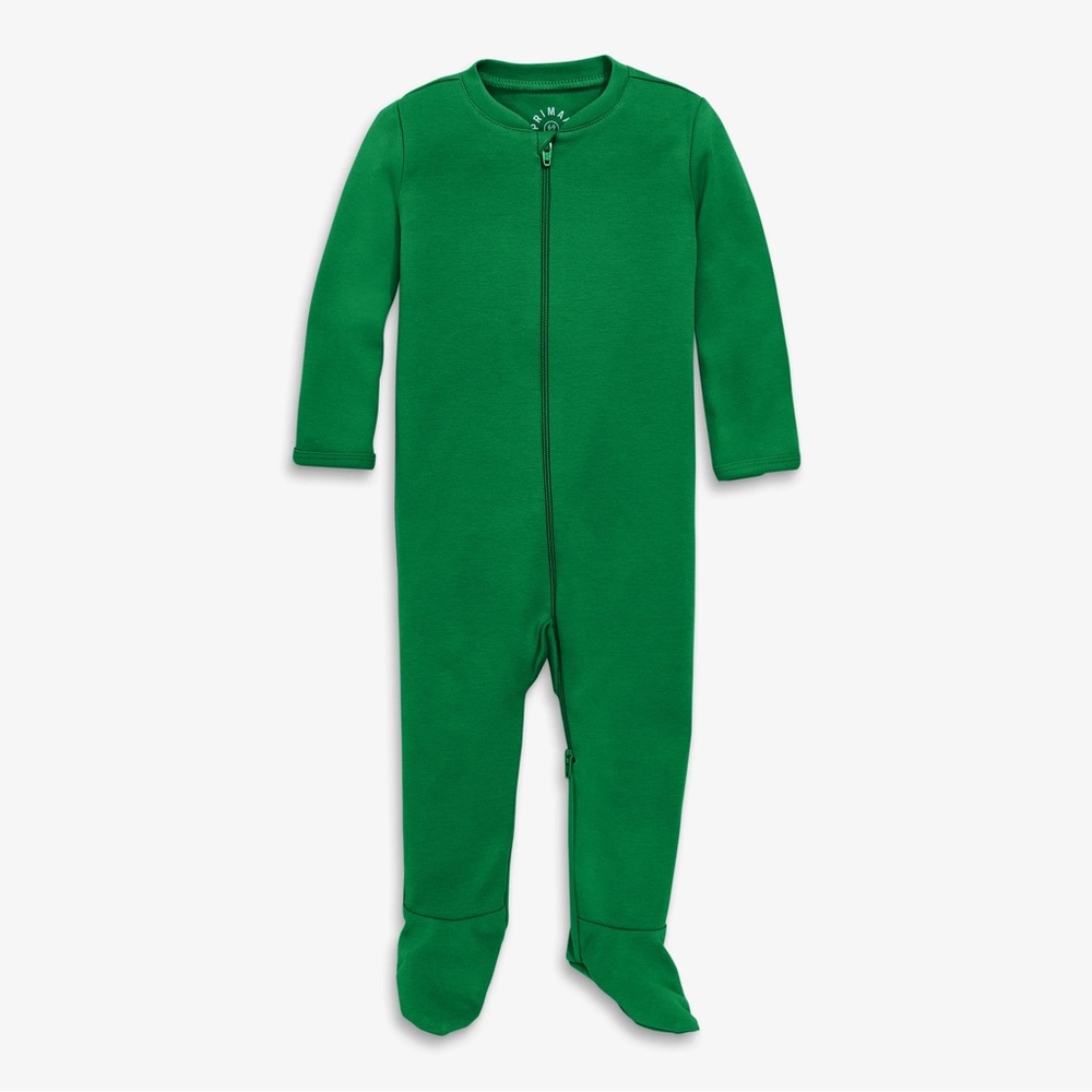 Primary Vibrant Green Kids Footie One Piece 12-18 Months